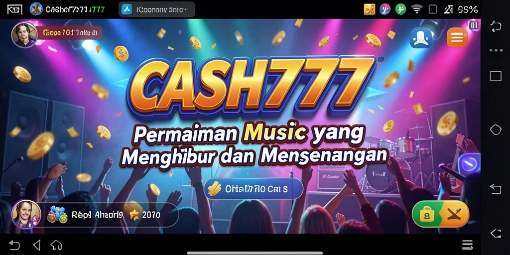 Tangkapan layar utama CASH777 menampilkan gameplay menarik dalam kategori Music.