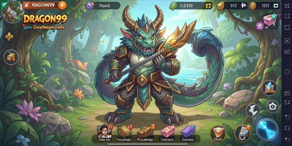 Tampilan gameplay seru di DRAGON99 dengan naga yang beraksi.