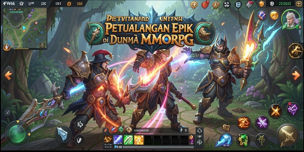 Tampilan gameplay FW66 dengan pertarungan seru di dunia MMORPG.
