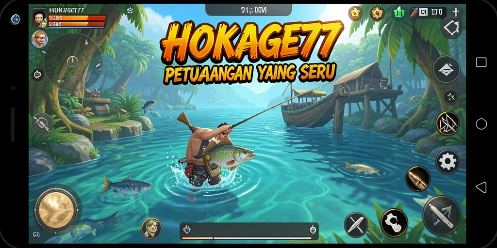 Tampilan gameplay HOKAGE77 dengan suasana memancing yang mengasyikkan.