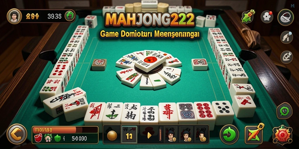 Screenshot gameplay menarik dari MAHJONG222 menunjukkan aksi domino.