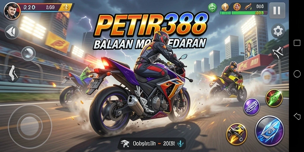 Screenshot gameplay PETIR388 yang menunjukkan aksi balapan mendebarkan.