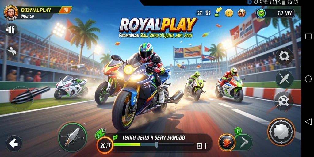 Tampilan menarik dari gameplay balap ROYALPLAY yang mendebarkan.