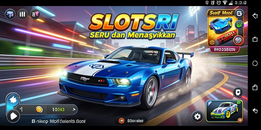 Gameplay SLOTSRI yang seru dengan balapan mobil yang mendebarkan.