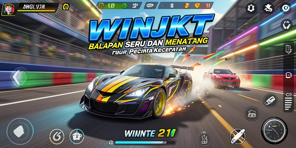 Gameplay seru WINJKT dengan balapan yang mendebarkan.